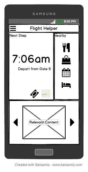 Flight Helper Wireframe- Dashboard