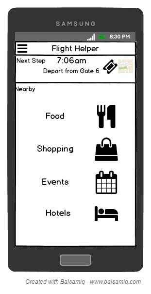 Flight Helper Wireframe- Nearby options